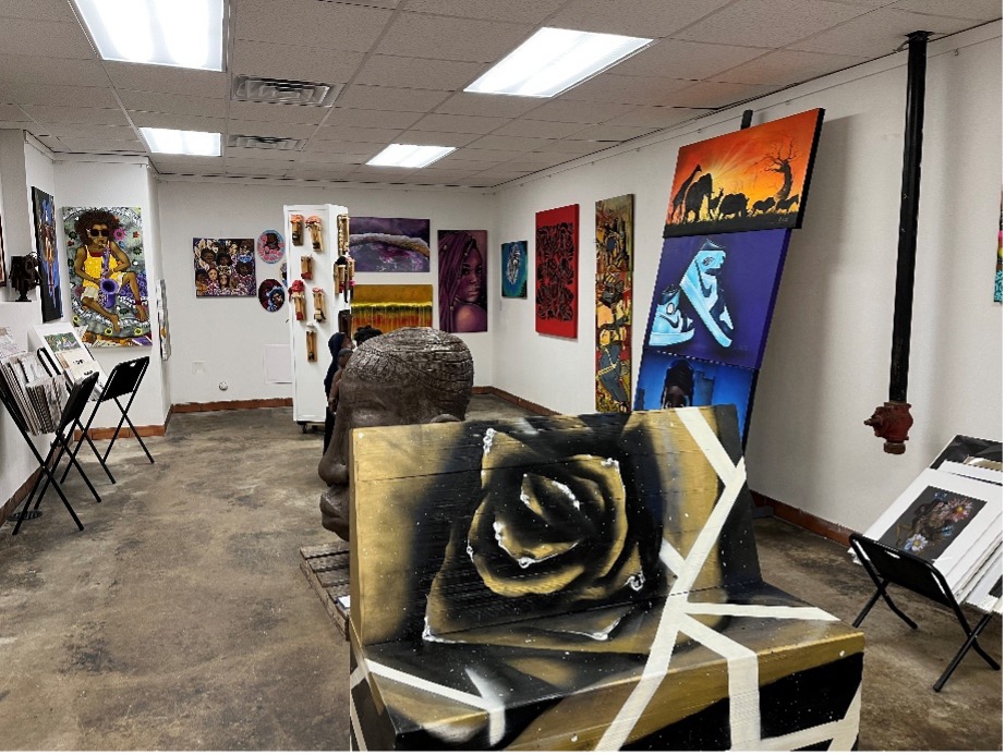 Studio filled with artwork