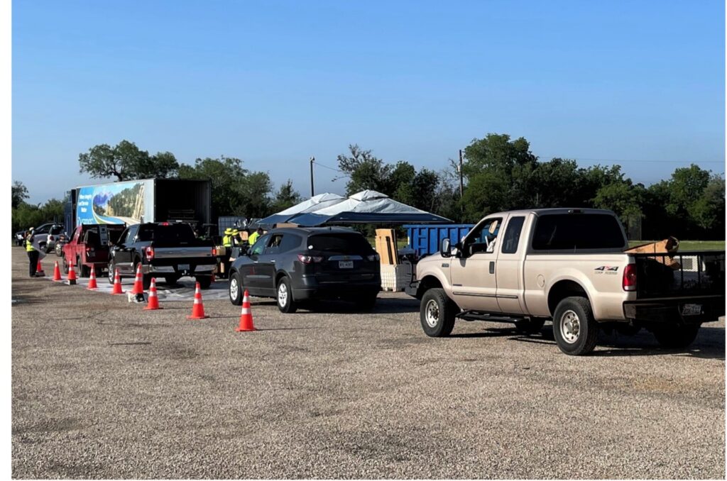 Cars line up in anticipation for a Household Hazardous Waste Collection Event.