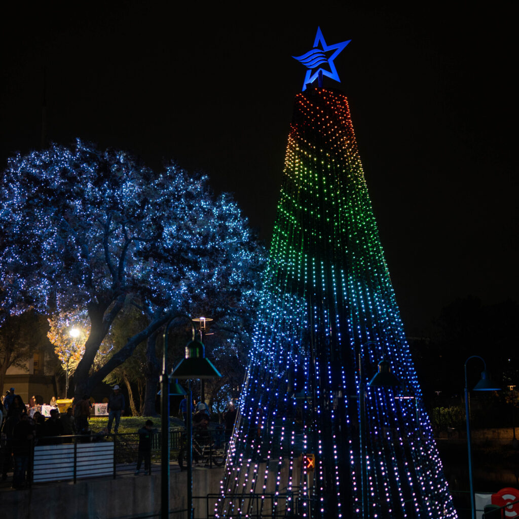 A Christmas Tree made of lights