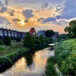 Dusk view of the San Antonio Mission Reach River